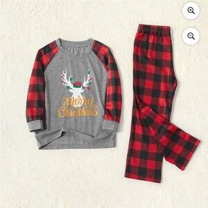 PatPat Christmas Reindeer Merry Christmas Long Sleeve Tee and Pajama Pants